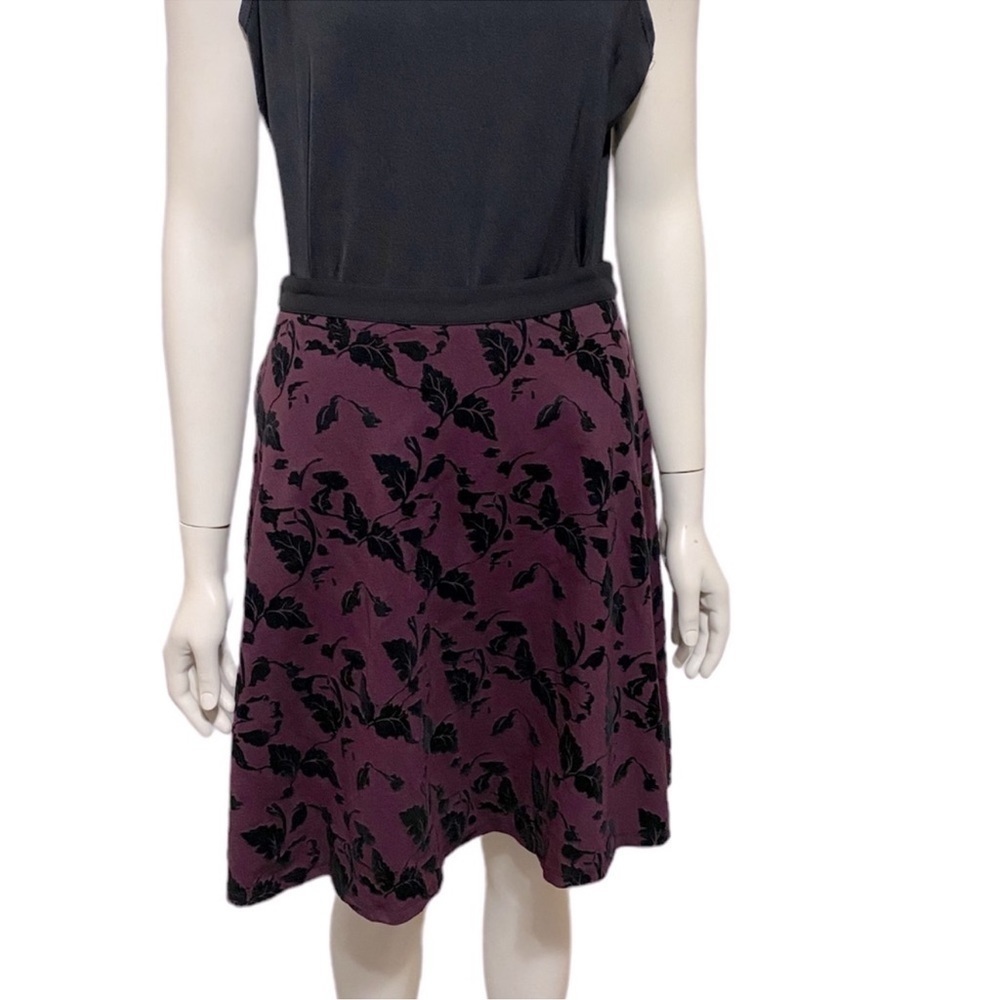 Carmen Marc Valvo Purple Black Velvet Leaf Fall Winter Party Skirts Size 6 - Picture 2 of 11
